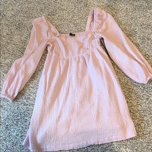 J. Crew Light Pink Textured Long Sleeve Mini Dress